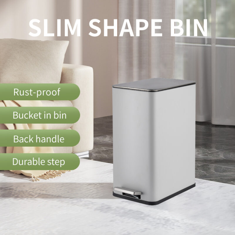 Fingerprint-Resistant Soft Close Lid Trash can WBS124 - Image 2