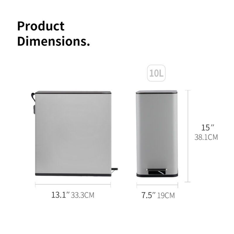 Fingerprint-Resistant Soft Close Lid Trash can WBS124 - Image 3