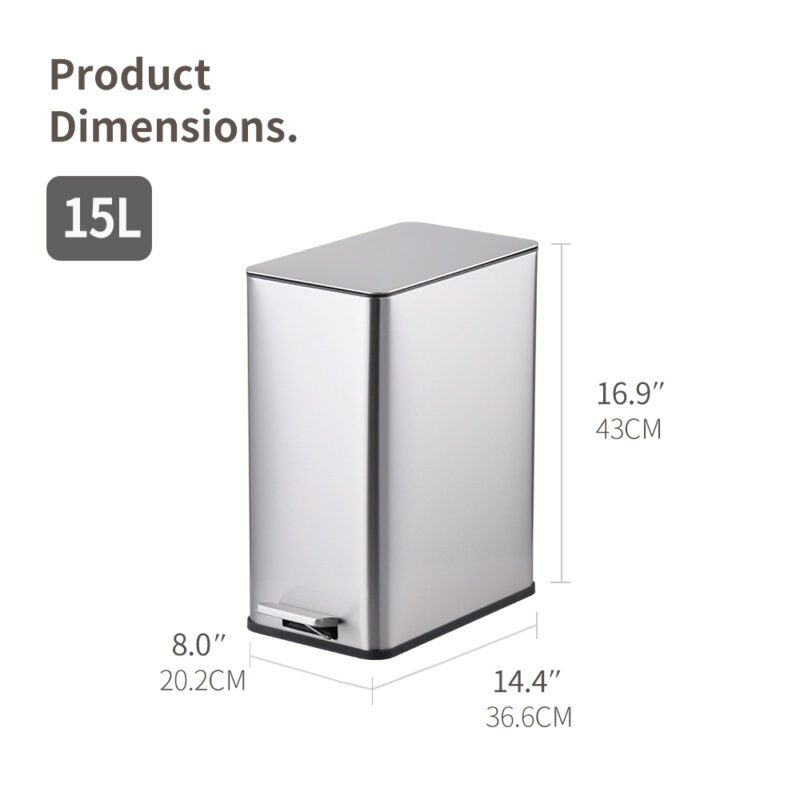 Bathroom Rectangular Trash Can WBS124 - Image 3