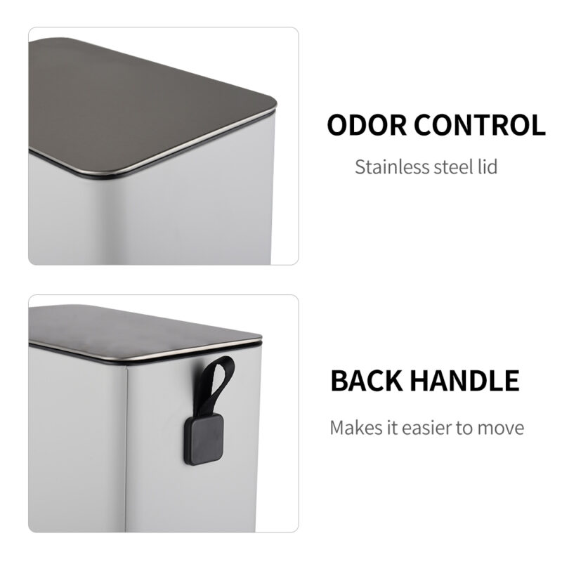 Fingerprint-Resistant Soft Close Lid Trash can WBS124 - Image 6