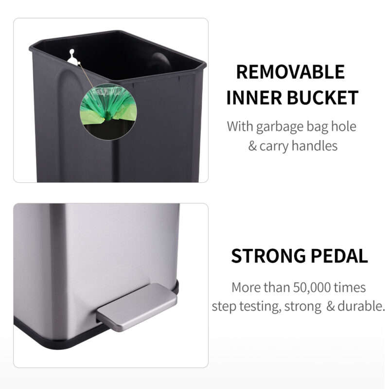 Bathroom Rectangular Trash Can WBS124 - Image 8
