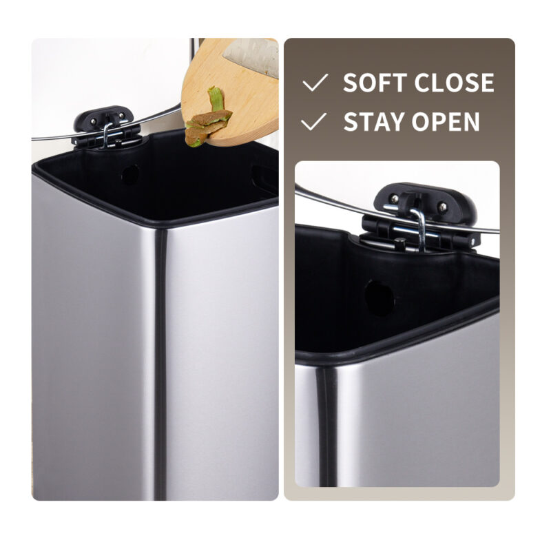 Rectangular stainless steel pedal trash can WBS131 - Image 5