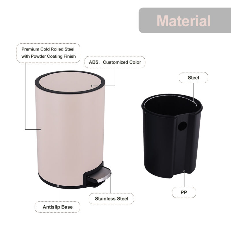 Trash Can with Plastic Inner Bucket WBR044L05 - Image 2