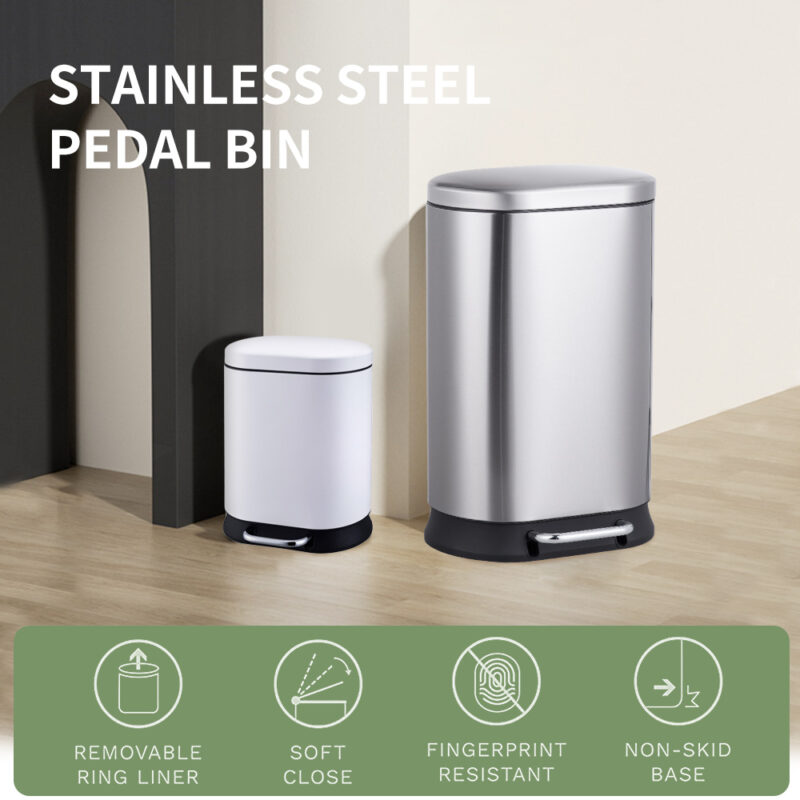 Stainless Steel Pedal Trash Bin WBO014 - Image 2
