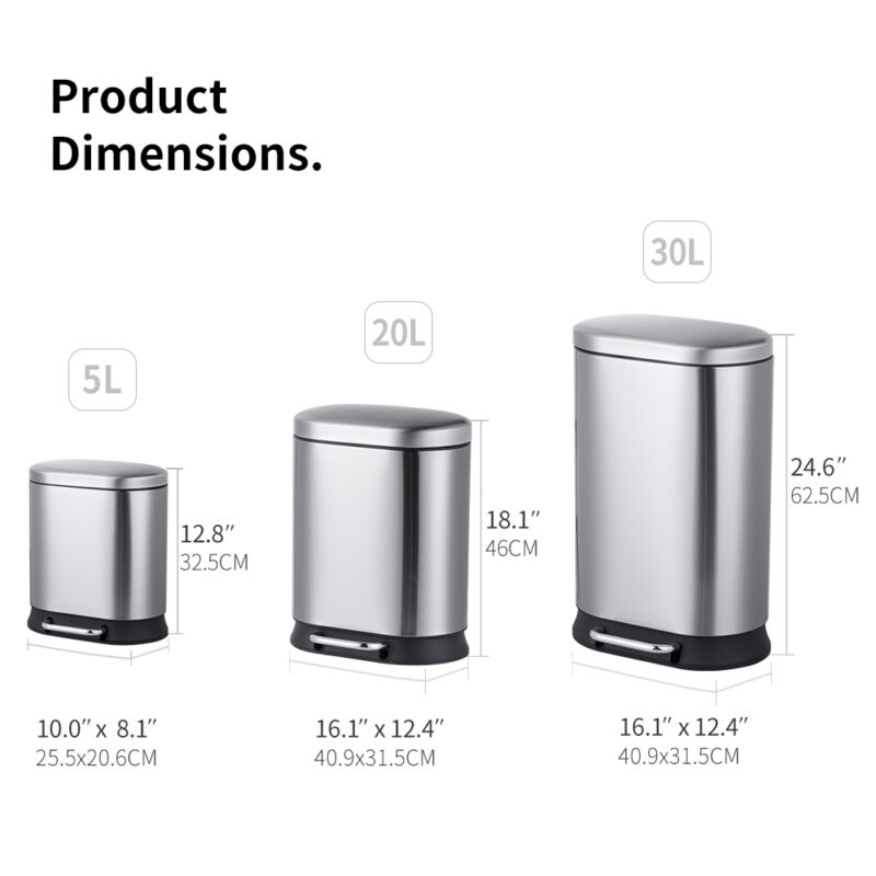 Stainless Steel Pedal Trash Bin WBO014 - Image 3