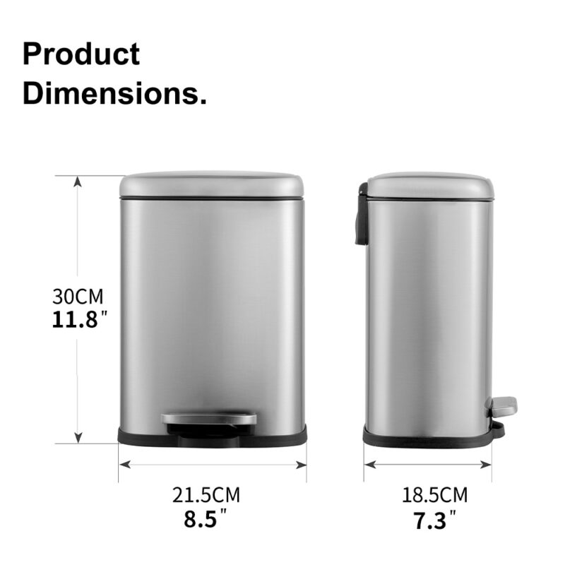 Square 5L Garbage Bin with Soft Close WBO079 - Image 3