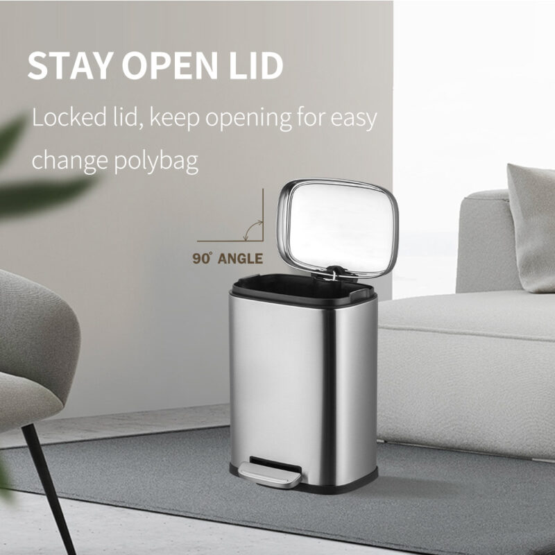 Square 5L Garbage Bin with Soft Close WBO079 - Image 6
