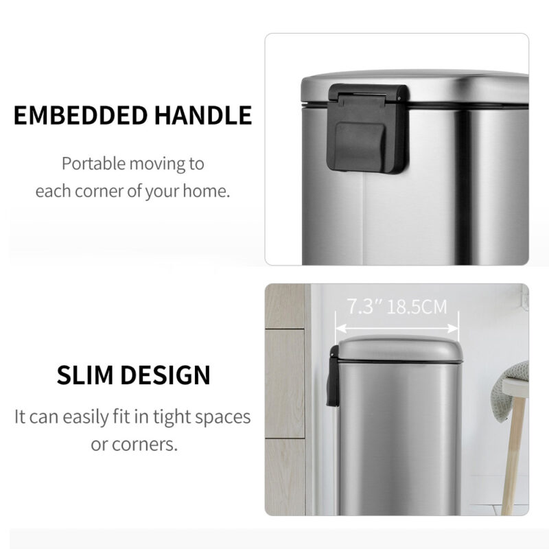 Square 5L Garbage Bin with Soft Close WBO079 - Image 7