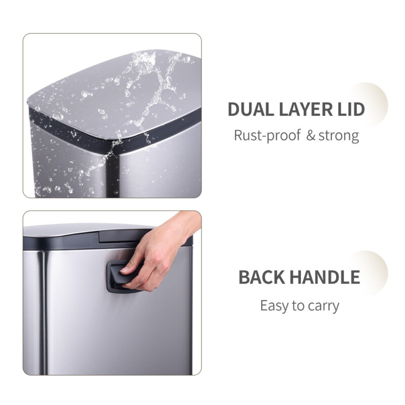 50L Stainless Steel Pedal Waste Bin WBS139L50 - Image 7