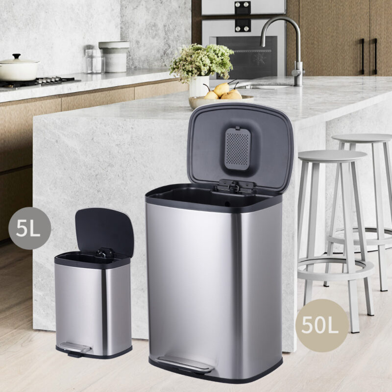 50L Stainless Steel Pedal Waste Bin WBS139L50 - Image 10