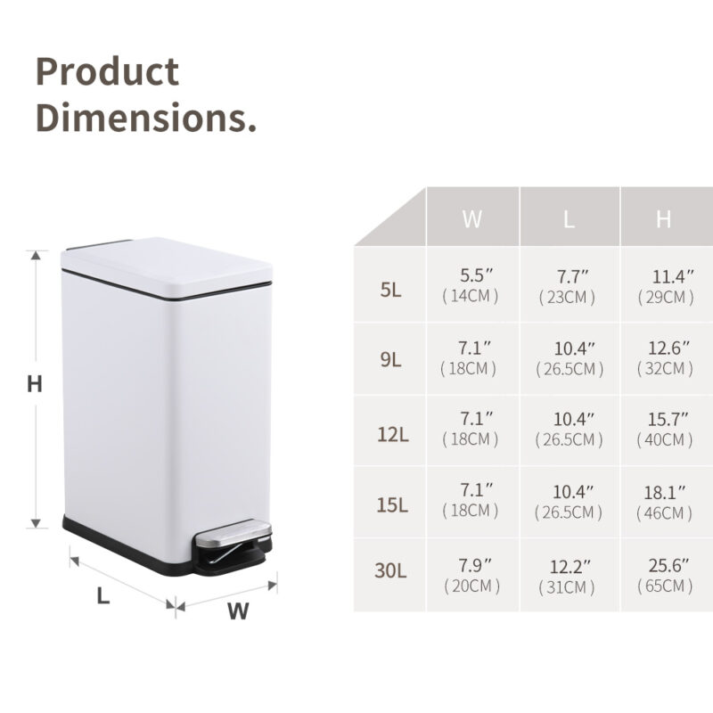5L/9L Rectangle Trash Can WBS151 - Image 3