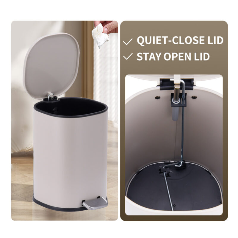 5L Stainless Steel Trash Can with Step Pedal WBS152 - Image 5