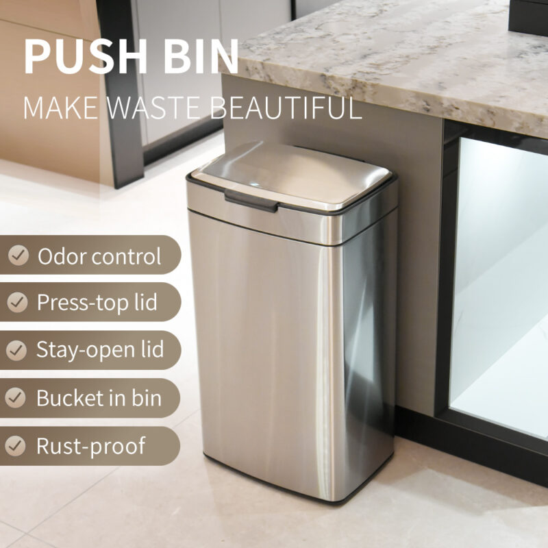 40L soft close push waste bin WBS158L40 - Image 2