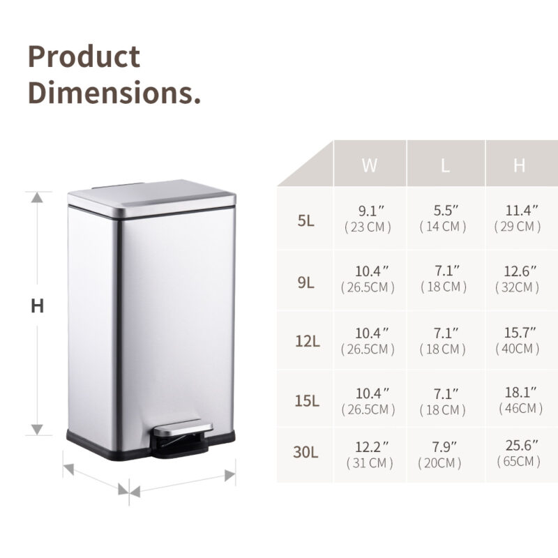 Full Sizes Stainless Steel Trash Can WBS160 - Image 3
