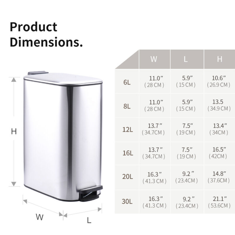 Trash bin with pedal and soft closing WBS171 - Image 3