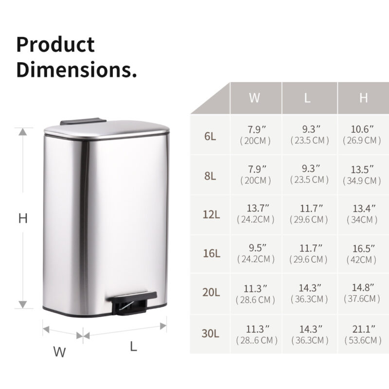 Rectangle Dust Bin with Soft Closing WBS172 - Image 3