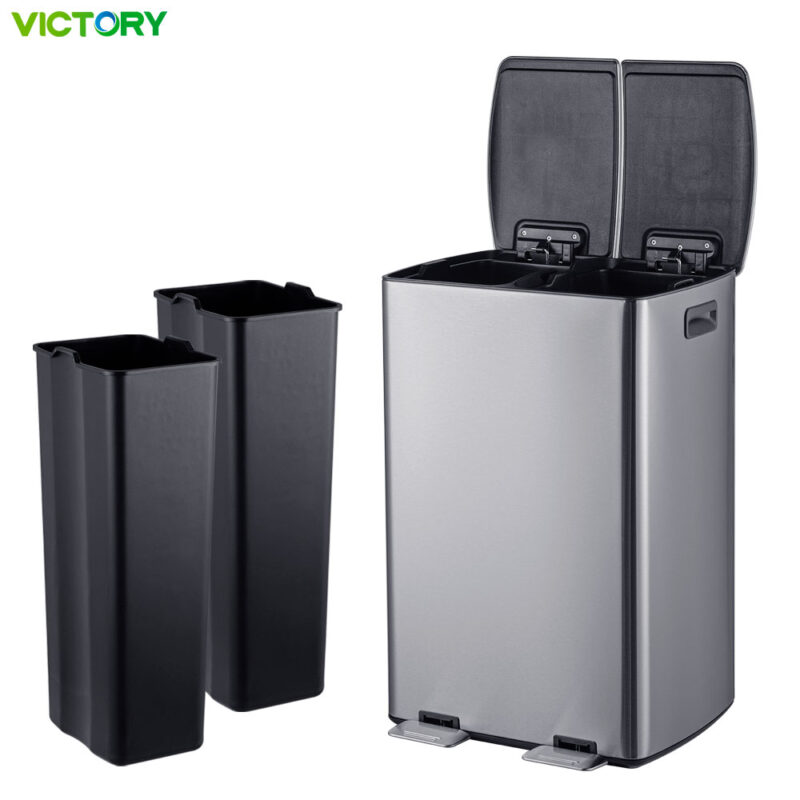 60L Double bin trash can WBS140