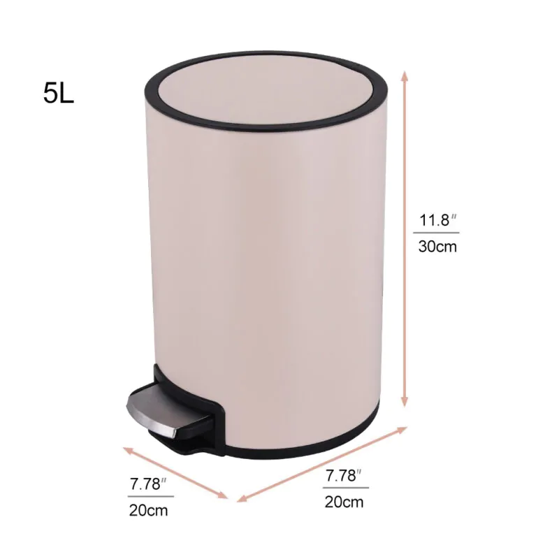5L Stainless Steel Trash Can with Lid and Foot Pedal  WBR044 - Image 5