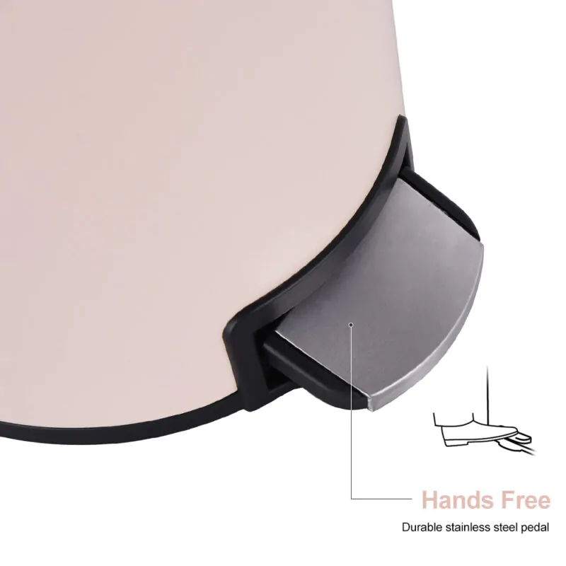 5L Stainless Steel Trash Can with Lid and Foot Pedal  WBR044 - Image 6