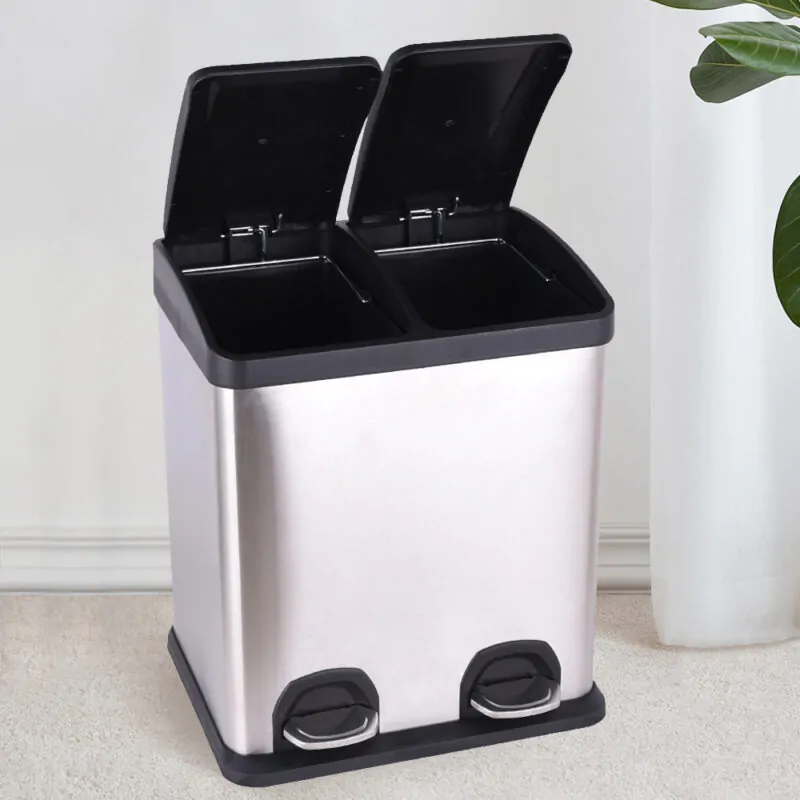2 x 4 Gal (2 x 15L)Steel Pedal trash can with Lid WBS029