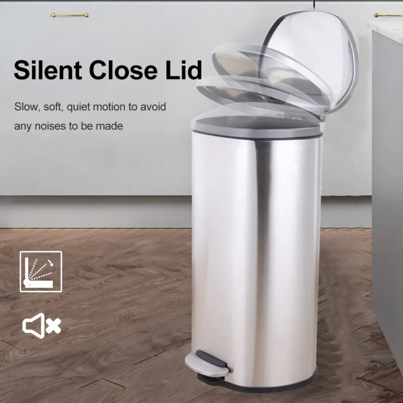 5L 30L Stainless Steel Dust Bin with Soft Close Lid WBO008 - Image 4