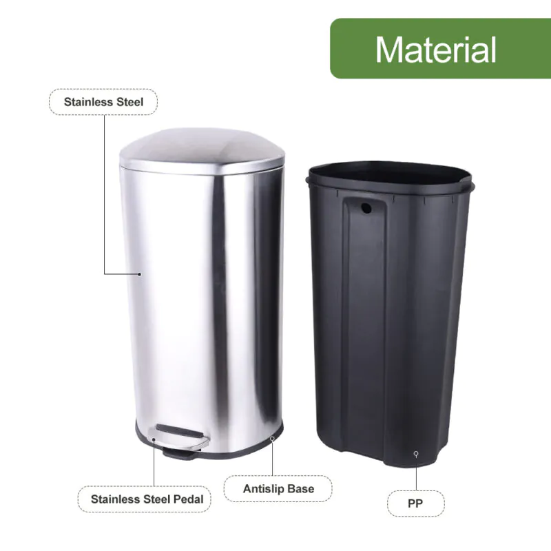 5L 30L Stainless Steel Dust Bin with Soft Close Lid WBO008 - Image 5