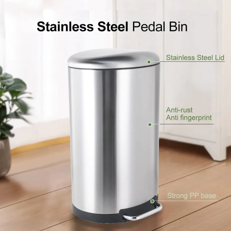 40 Liter / 10.5 Gallon Soft-Close Smudge Resistant Trash Can with Foot Pedal WBO013 - Image 2