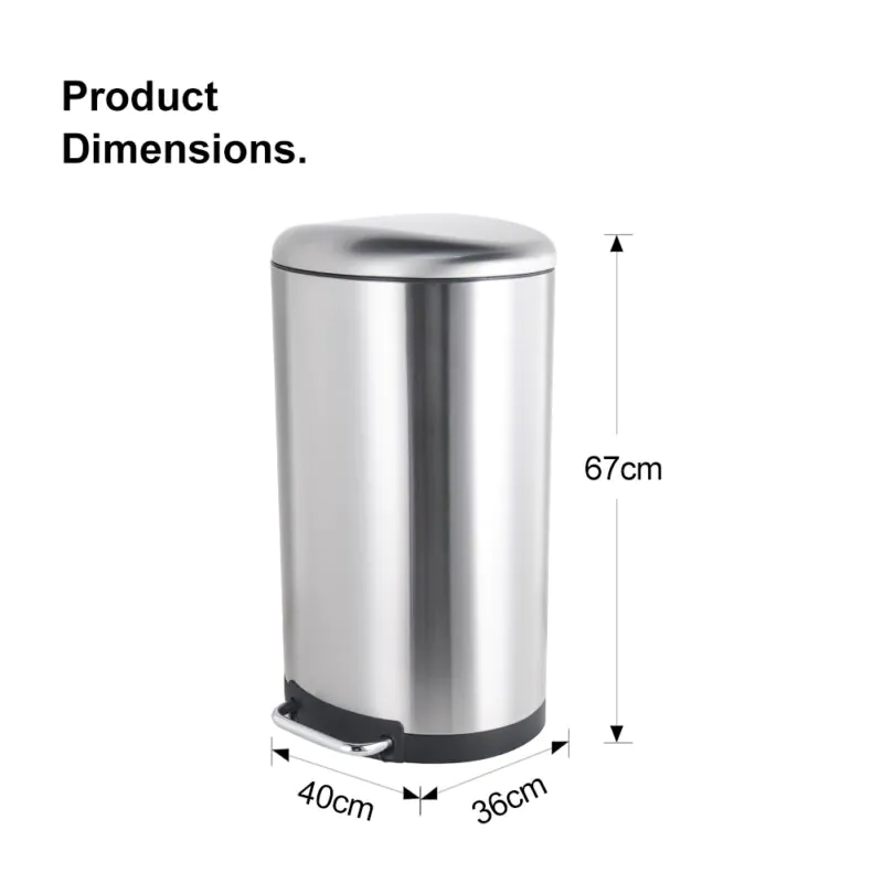 40 Liter / 10.5 Gallon Soft-Close Smudge Resistant Trash Can with Foot Pedal WBO013 - Image 7