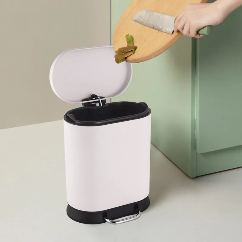 5 Liter Oval Hands-Free Bathroom Step Waste Bin WBO014