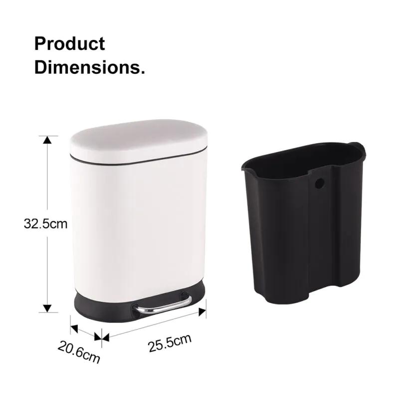 5 Liter Oval Hands-Free Bathroom Step Waste Bin WBO014 - Image 2