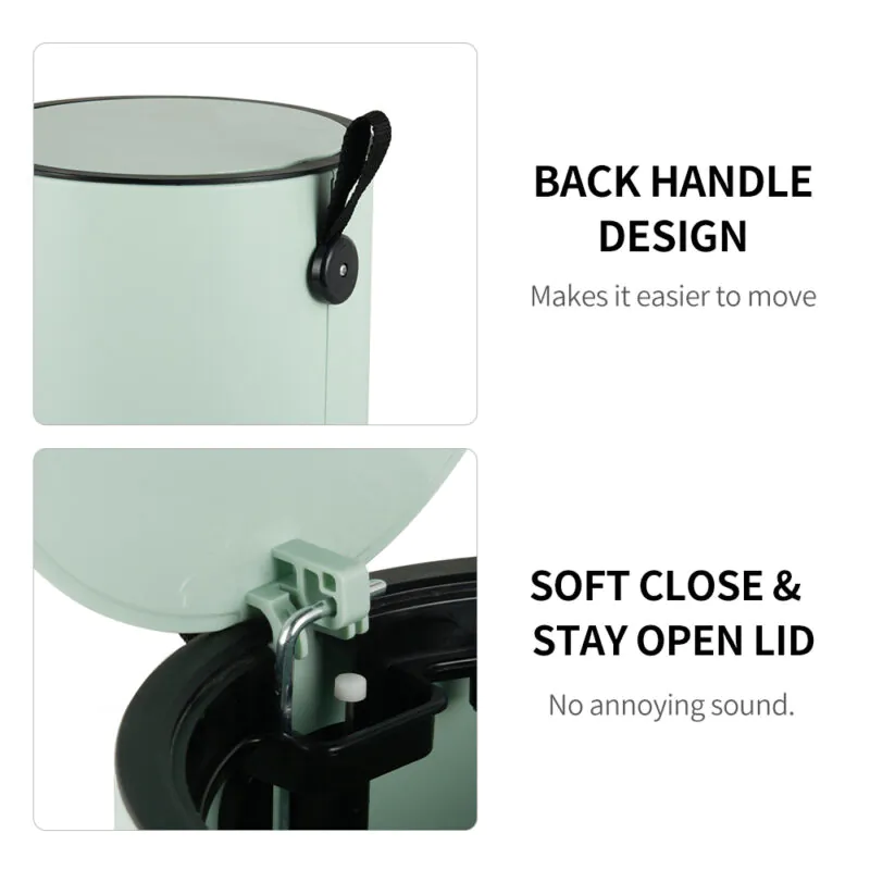 5L, 8L, 12L INS Style Household Bathroom Pedal Trash Can with Lid-WBO021 - Image 4
