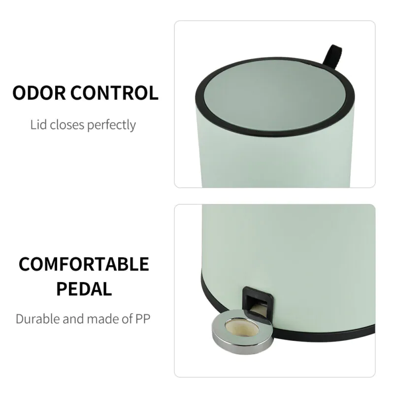 5L, 8L, 12L INS Style Household Bathroom Pedal Trash Can with Lid-WBO021 - Image 5