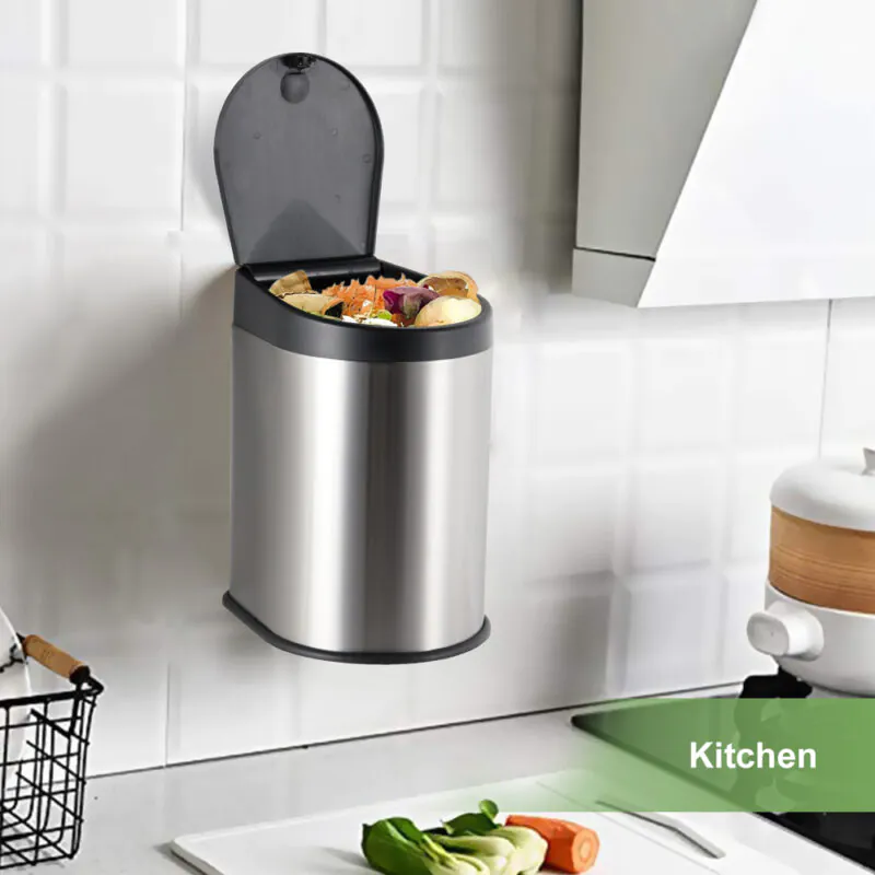 3liter Hand Press Type Stainless Steel Hanging Mini Trash Can-WBO022