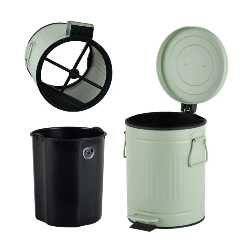 Round Vintage Garbage Bin Trash Can WBR004 - Image 6