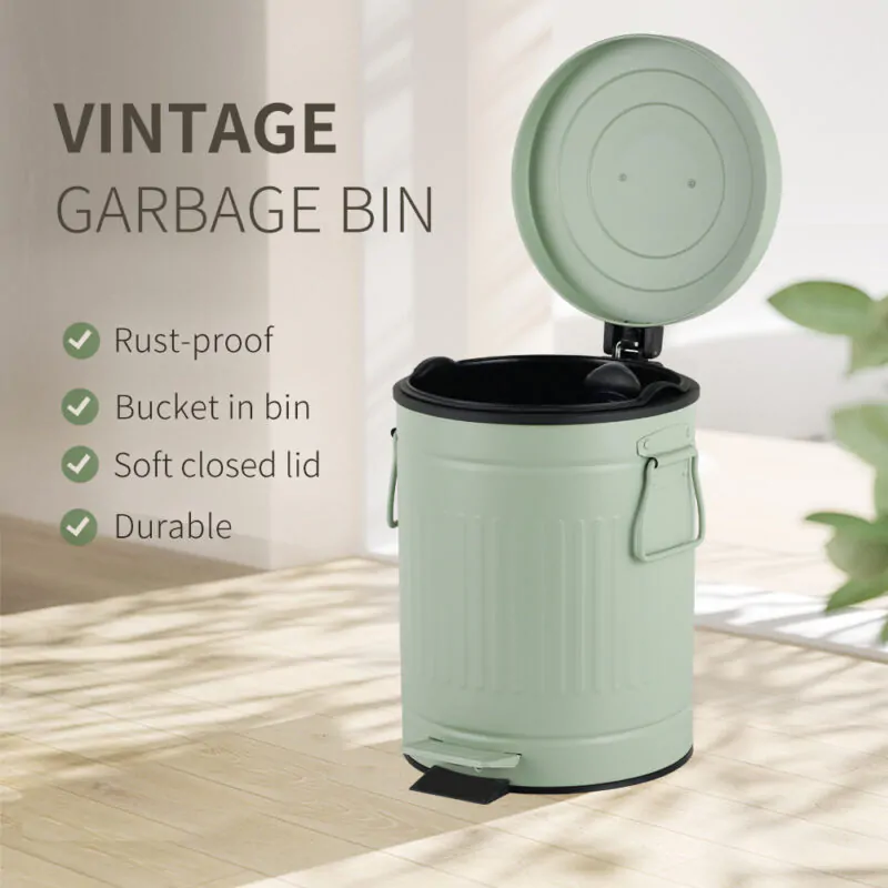 Round Vintage Garbage Bin Trash Can WBR004 - Image 8