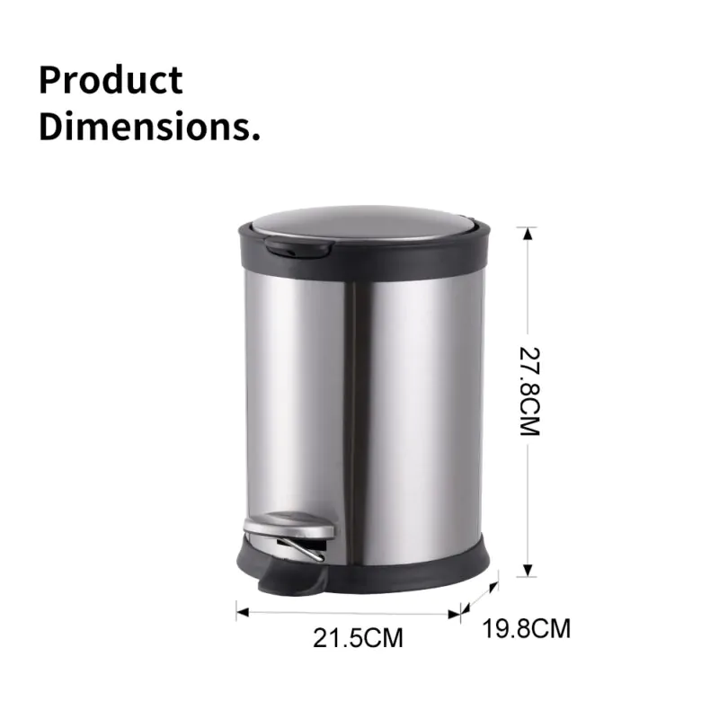 5L Trash Can with Foot Pedal Waste Basket WBR045 - Image 2