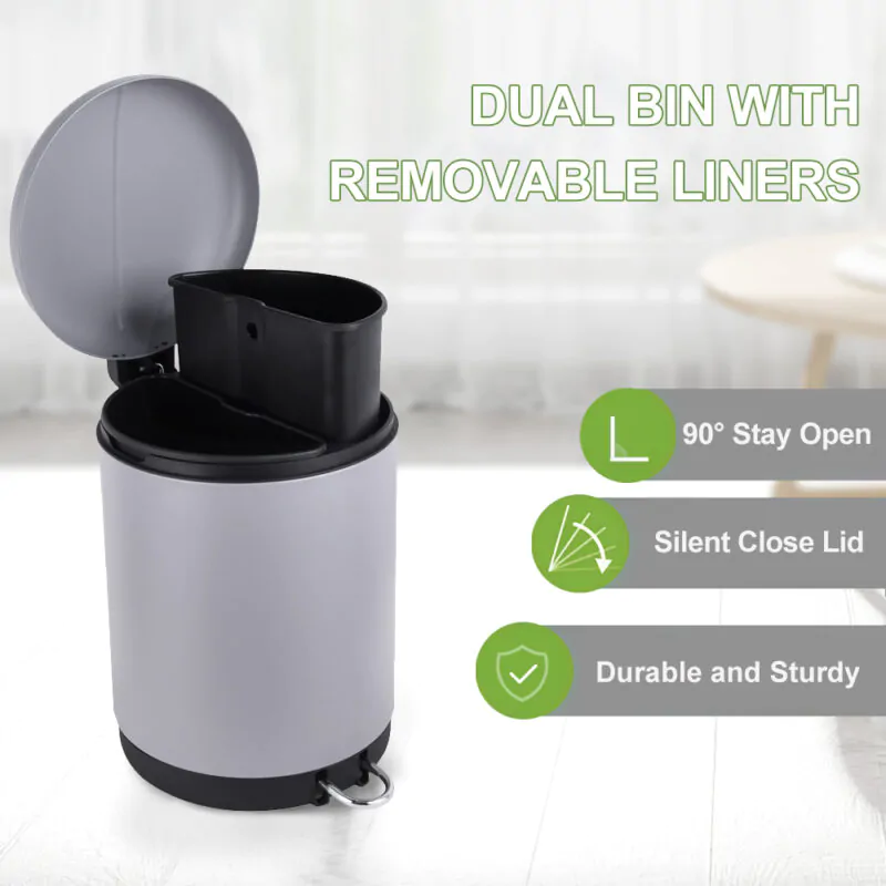 Round Soft-Close Trash Can with Foot Pedal WBR061 - Image 2