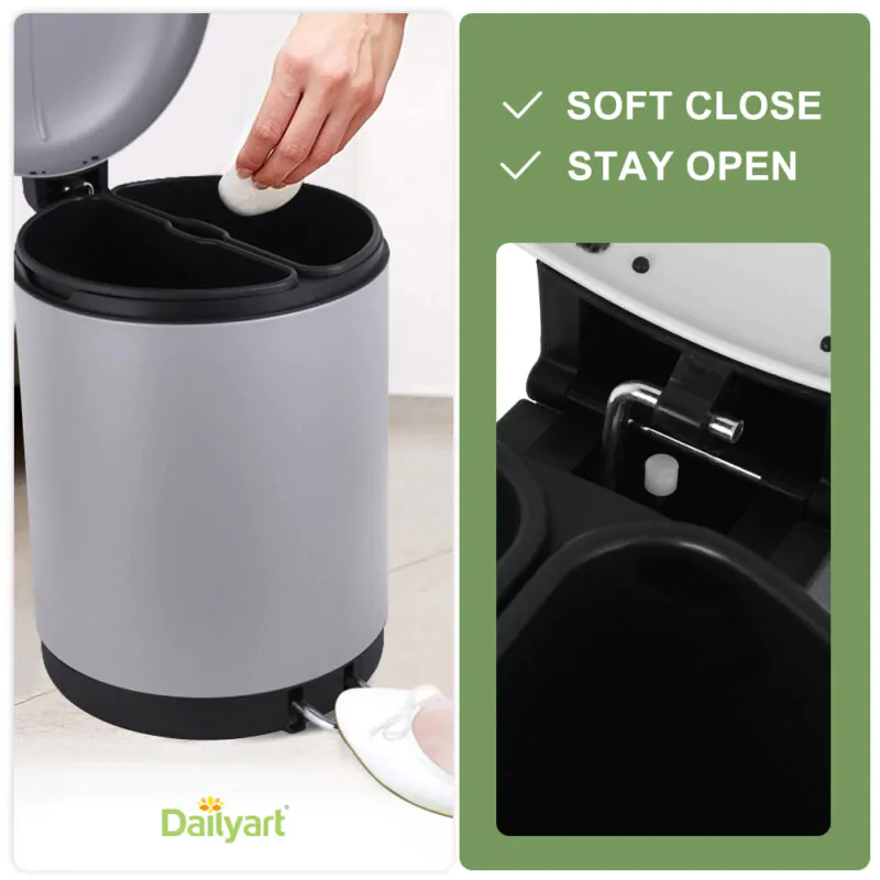 Round Soft-Close Trash Can with Foot Pedal WBR061 - Image 4