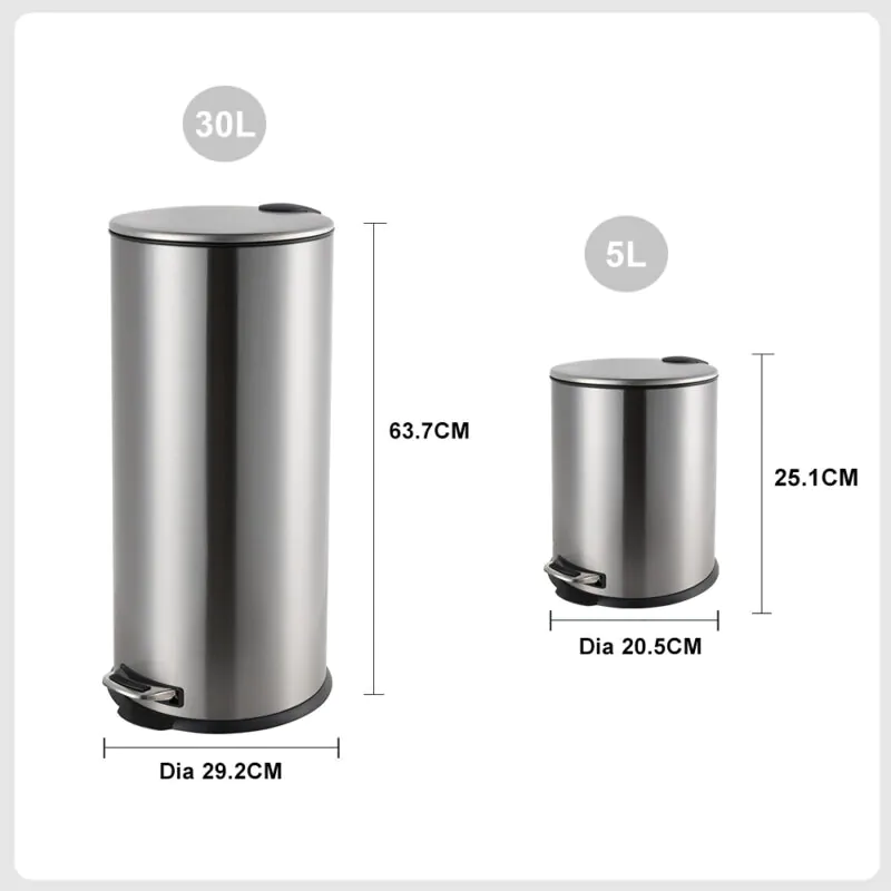 Stainless Steel garbage bin with Foot Pedal WBR076 - Image 6