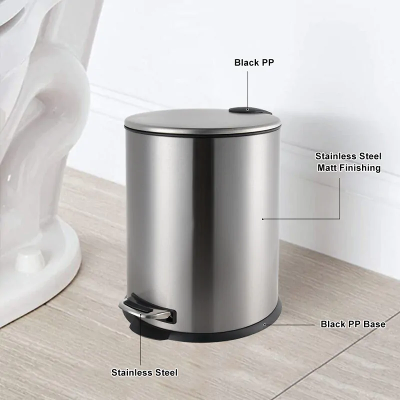 Stainless Steel garbage bin with Foot Pedal WBR076 - Image 7
