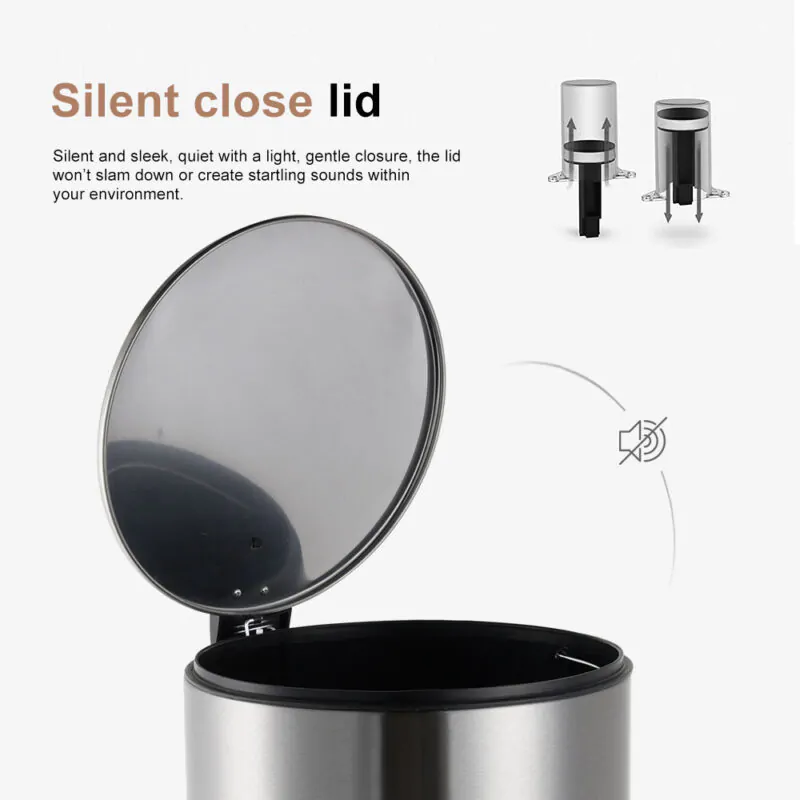 Stainless Steel garbage bin with Foot Pedal WBR076 - Image 8