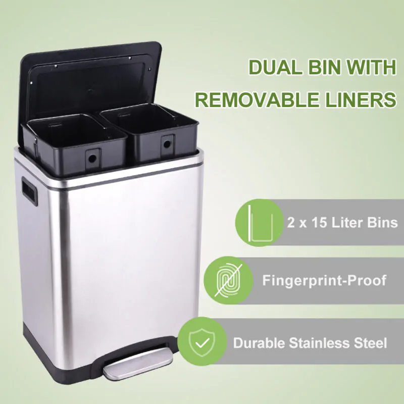 30L 2x3.96 Gallon Garbage Can WBS005 - Image 7