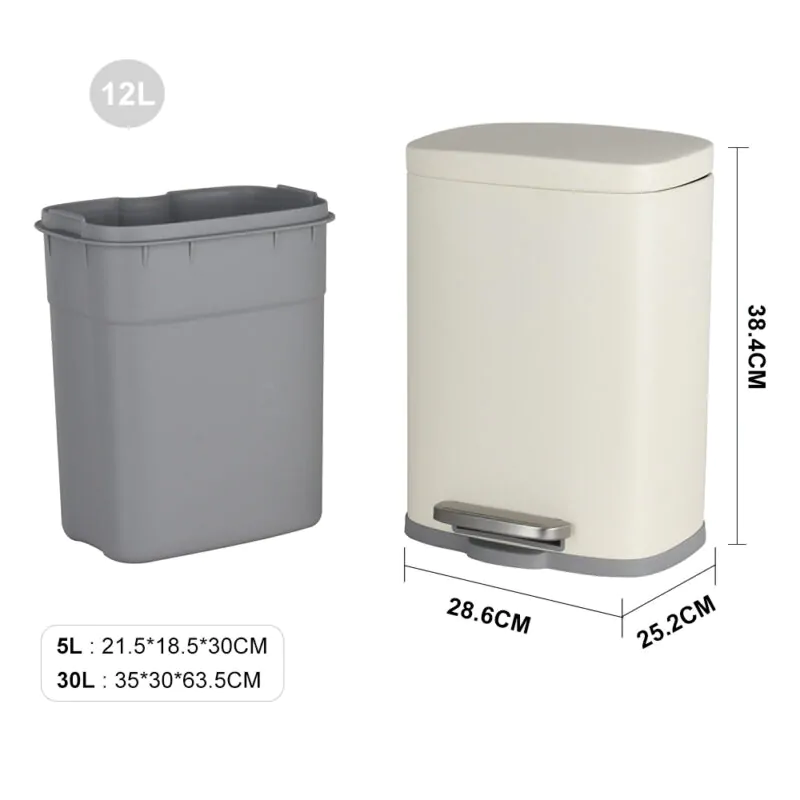 5/12/30L stainless steel trash can with manual foot lever wbs007 - Image 3
