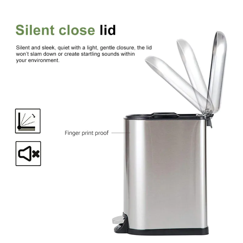 Smudge Resistant Trash Can with Foot Pedal WBS013 - Image 7
