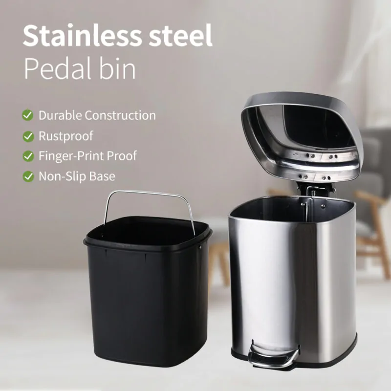 Stainless Steel Trash Can with Foot Pedal  WBS014 - Image 2
