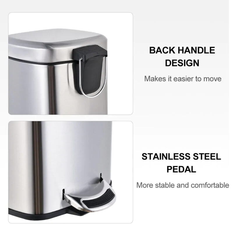 Stainless Steel Trash Can with Foot Pedal  WBS014 - Image 5