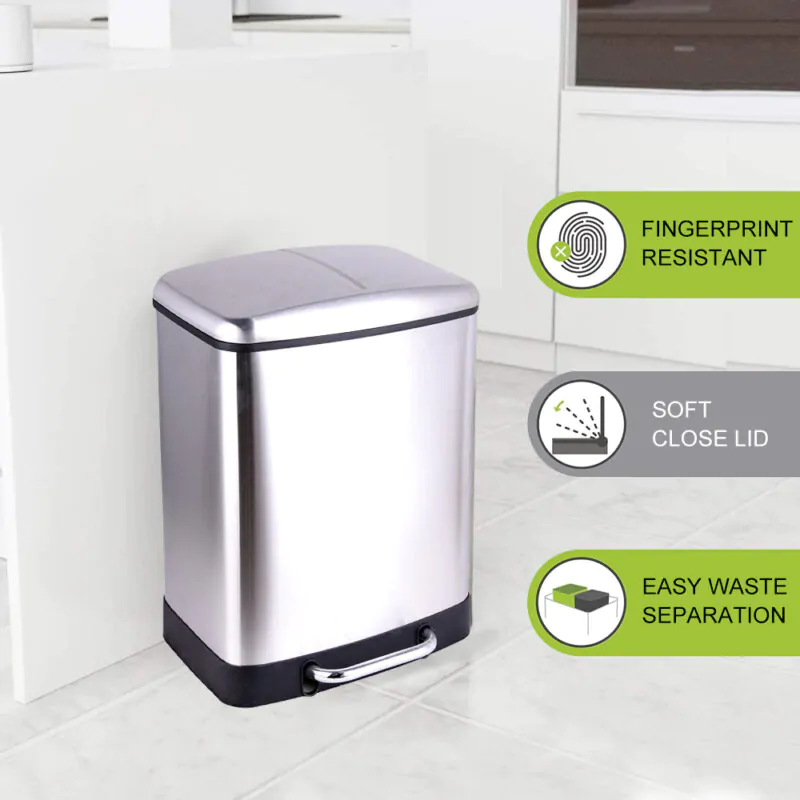 Stainless Steel Foot Step Trash Can with Lid WBS019 - Image 6