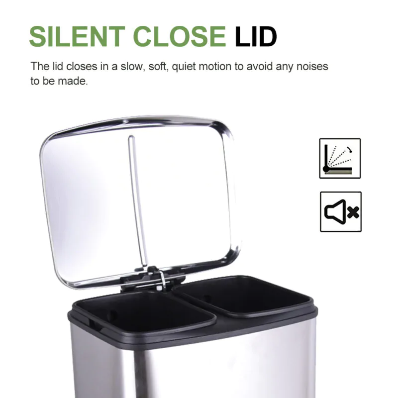 Stainless Steel Foot Step Trash Can with Lid WBS019 - Image 7