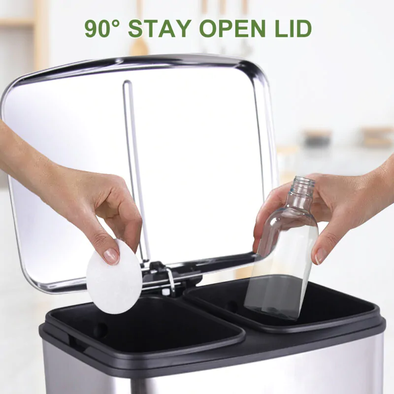 Stainless Steel Foot Step Trash Can with Lid WBS019 - Image 2