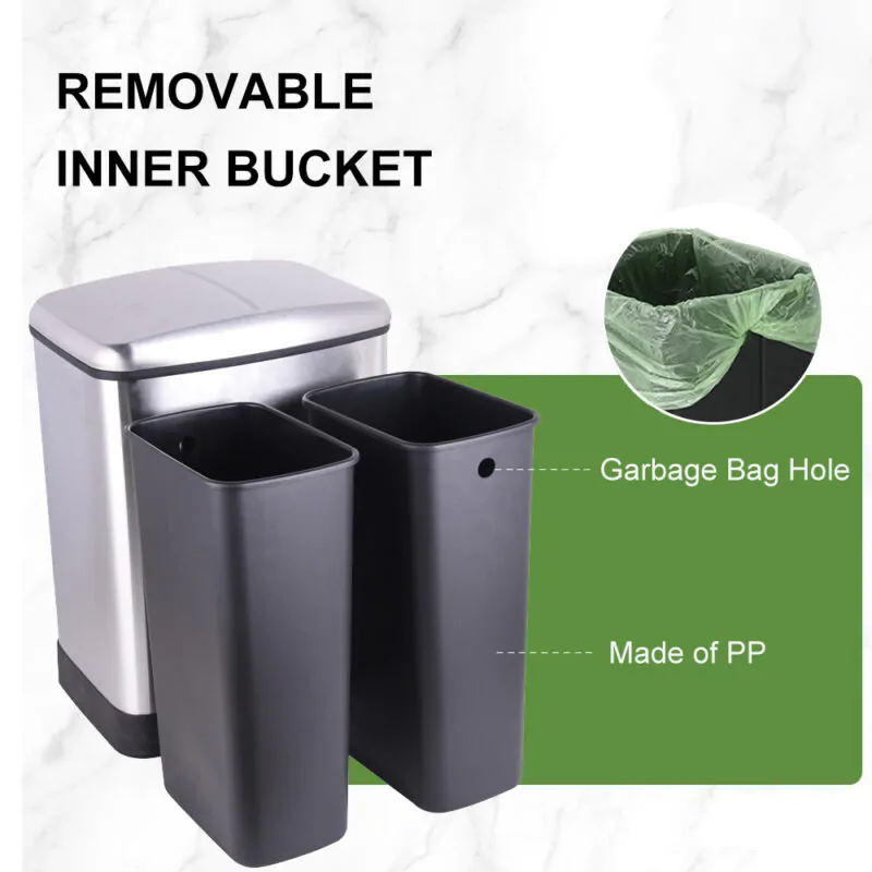 Stainless Steel Foot Step Trash Can with Lid WBS019 - Image 4